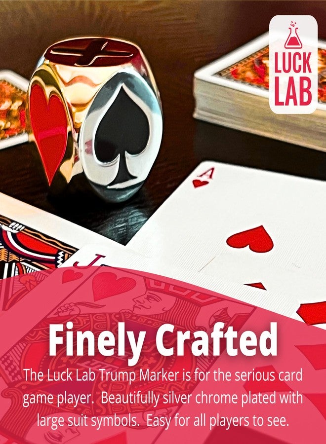 Luck Lab علامة/مؤشر ترامب المميز من لاك لاب - للاستخدام مع ألعاب يوكر، وبينوكل، وبريدج، وغيرها - يأتي مع حقيبة تخزين مخملية سوداء. (فضي) - Image 4